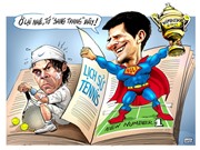 Bóng đá anh, ngoại hạng anh, lịch thi đấu euro 2012, Biếm họa: "Siêu nhân" Djokovic bay sang trang sử mới