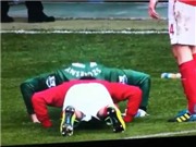 Bóng đá anh, ngoại hạng anh, lịch thi đấu euro 2012, Szczesny và Walcott ăn mừng bằng cách... hít đất