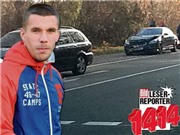 Bóng đá anh, ngoại hạng anh, lịch thi đấu euro 2012, Podolski lái xe gây tai nạn: "Hoàng tử" hết hồn vì xế xịn
