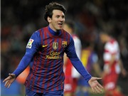 Bóng đá anh, ngoại hạng anh, lịch thi đấu euro 2012, Barcelona 5-3 Granada: Messi lập kỷ lục ghi bàn mới cho Barca